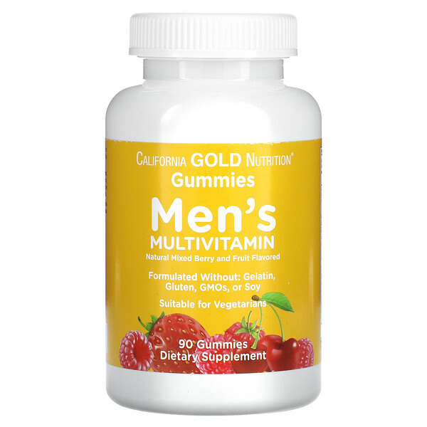California Gold Nutrition, Men’s Multi Vitamin Gummies, No Gelatin, No