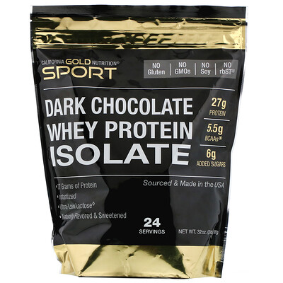 California Gold Nutrition Изолят сывороточного протеина со вкусом черного шоколада, 908 г (2 фунта)
