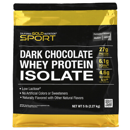 California Gold Nutrition, Sport, Whey Protein Isolate, Molkenproteinisolat, dunkle Schokolade, 2,27 kg (5 lb.)