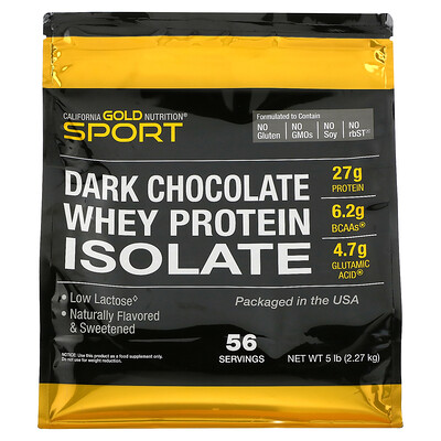 

California Gold Nutrition 100% Whey Protein Isolate Dark Chocolate 5 lbs (2.27 kg)