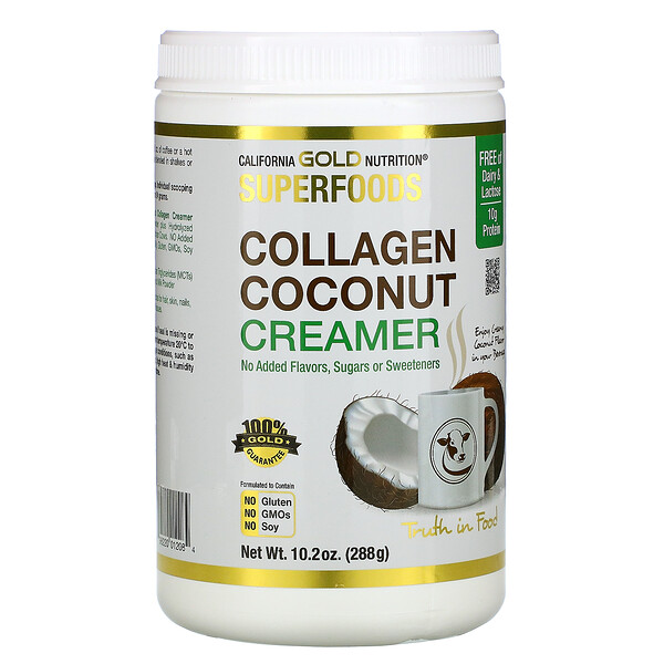 SUPERFOODS, Collagen Coconut Creamer Powder, Unsweetened, 10.2 oz (288 g)