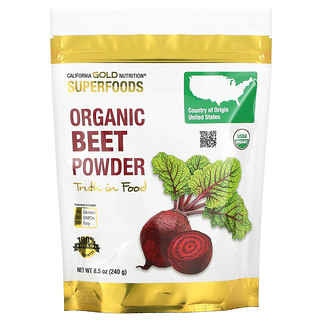 California Gold Nutrition, SUPERFOODS – Organic Beet Powder, Bio-Rote-Beete-Pulver, 240 g (8,5 oz.)