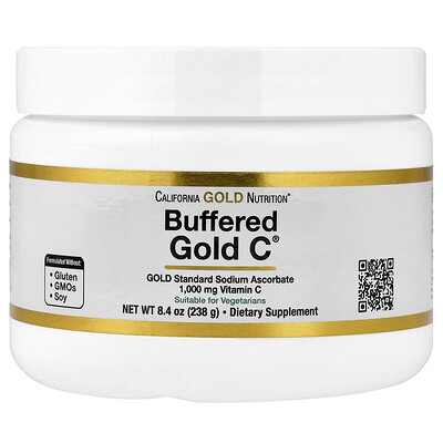 California Gold Nutrition, Gold C, Vitamina C regulada y no ácida en polvo, Ascorbato de sodio, 238 g (8,4 oz)