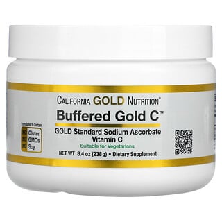 California Gold Nutrition, Buffered Gold C, Vitamina C Não Acídica em Pó, Ascorbato de Sódio, 238 g (8,40 oz)