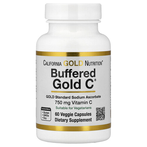 California Gold Nutrition Buffered Gold C аскорбат натрия (витамин C) GOLD Standard 60 растительных капсул