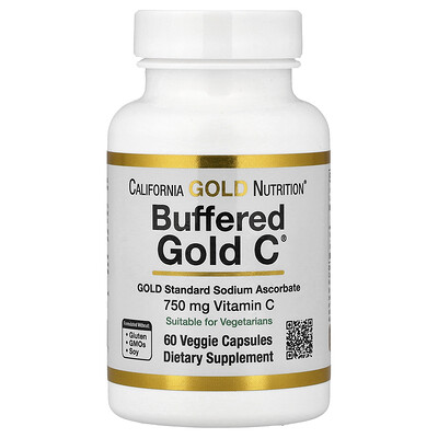 Product Image for California Gold Nutrition, Buffered Gold C , GOLD Standard Sodium Ascorbate (Vitamin C), 60 Veggie Capsules
