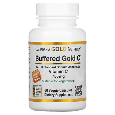 

California Gold Nutrition, Buffered Gold C, GOLD Standard Sodium Ascorbate (Vitamin C), 750 mg, 60 Veggie Capsules