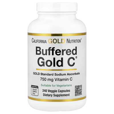 Product Image for California Gold Nutrition, Buffered Gold C , GOLD Standard Sodium Ascorbate (Vitamin C), 240 Veggie Capsules