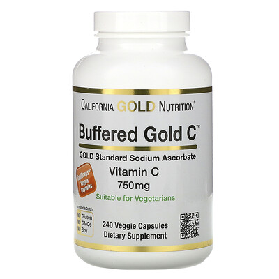 California Gold Nutrition буферизованный витамин C в капсулах, 750 мг, 240 растительных капсул