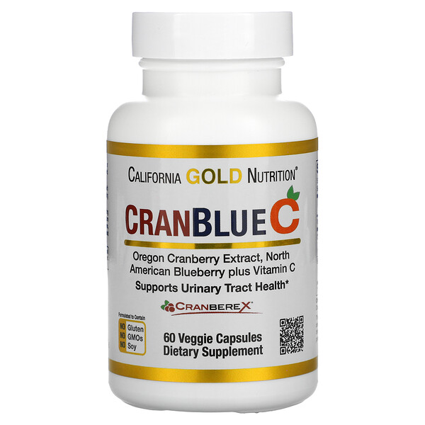 CranBlueC, клюква и голубика с витамином C, 60 растительных капсул