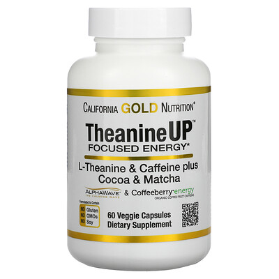 

California Gold Nutrition, TheanineUP Focused Energy, L-Theanine & Caffeine, 60 Veggie Capsules