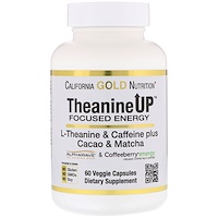 TheanineUP, концентрация и энергия, L-теанин и кофеин, 60 вегетарианских капсул - изображение