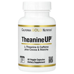 TheanineUP®, L-теанін, кофеїн, какао й матча, 60 вегетаріанських капсул
