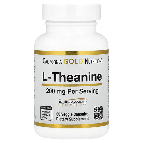 カリフォルニア ゴールド ニュートリション California Gold Nutrition, L-テアニン、AlphaWave®（アルファウェーブ）、200mg、ベジカプセル60粒