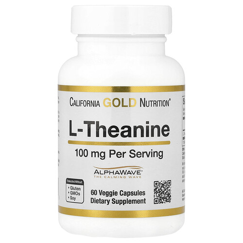 カリフォルニア ゴールド ニュートリション California Gold Nutrition, L-テアニン、AlphaWave®（アルファウェーブ）、100mg、ベジカプセル60粒
