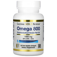 California Gold Nutrition, Omega 800 Pharmaceutical Grade Fish Oil, Omega 800 Fischöl in pharmazeutischer Qualität, 80% EPA/DHA, 1.000 mg, 30 Weichkapseln mit Fischgelatine
