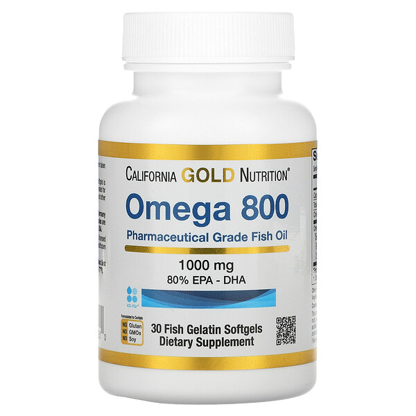 California Gold Nutrition, Omega 800 제약 등급 피쉬 오일, EPA/DHA 80%, 1,000mg, 피쉬 젤라틴 소프트젤 30정