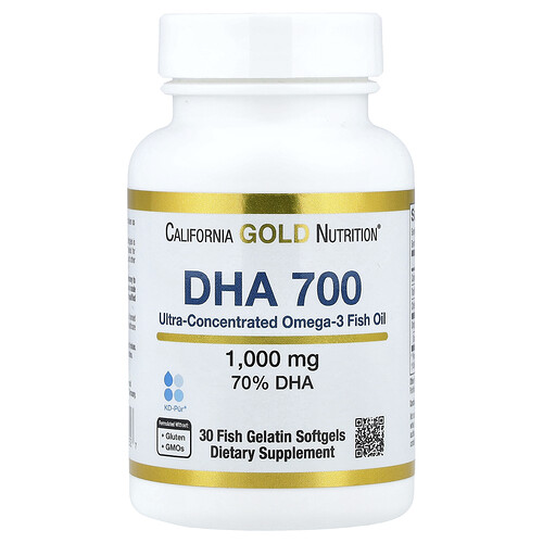 California Gold Nutrition, DHA 700 Fish Oil, DHA 700 Fischöl, ultrakonzentriert, 1.000 mg, 30 Fischgelatine-Weichkapseln