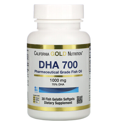 

California Gold Nutrition DHA 700, рыбий жир фармацевтической степени чистоты, 1000 мг, 30 рыбно-желатиновых капсул