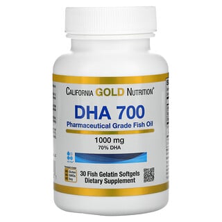 California Gold Nutrition, زيت السمك DHA 700، ذو درجة دوائية، 1000 ملجم، 30 كبسولة هلامية من السمك