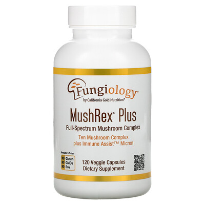 

California Gold Nutrition, Fungiology, MushRex Plus, Full-Spectrum Mushroom Complex, Certified Organic, Immune Assist Micron, 120 Veggie Capsules