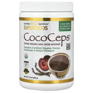 California Gold Nutrition, Superfoods, CocoCeps, Cacao, cordyceps et reishi biologiques, 225 g