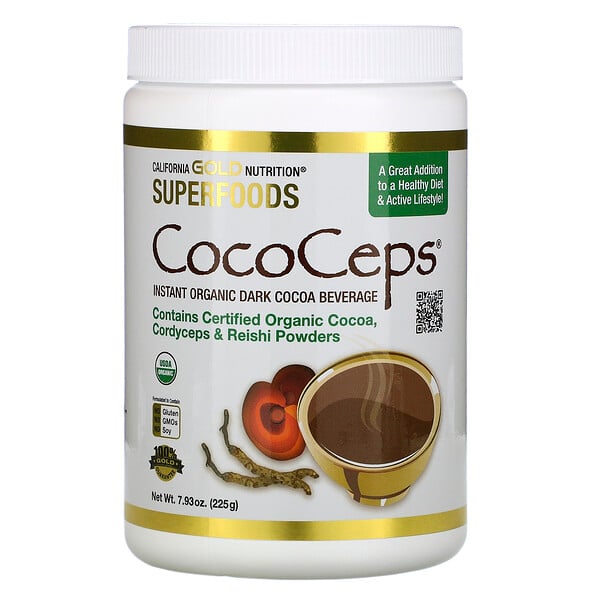 California Gold Nutrition, スーパーフード - CocoCeps（ココセップス）、オーガニックココア、冬虫夏草＆霊芝、225g（7.93オンス）