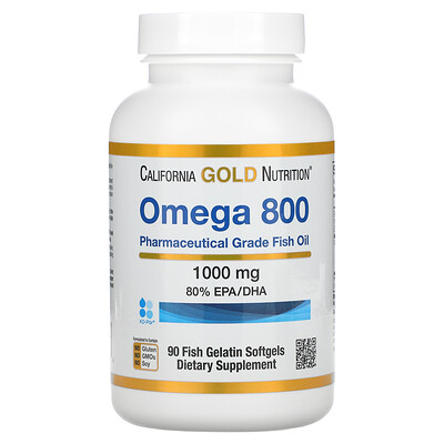 

California Gold Nutrition омега 800 рыбий жир фармацевтической степени чистоты 80% ЭПК/ДГК в форме триглицеридов 1000 мг 90 рыбно-желатиновых капсул