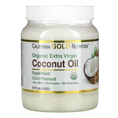 

California Gold Nutrition органическое холоднопрессованное кокосовое масло экстра класса, 1,6 л (54 жидк. унции)