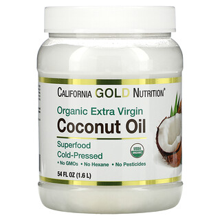 California Gold Nutrition, органическое холоднопрессованное кокосовое масло экстра класса, 1,6 л (54 жидк. унции)