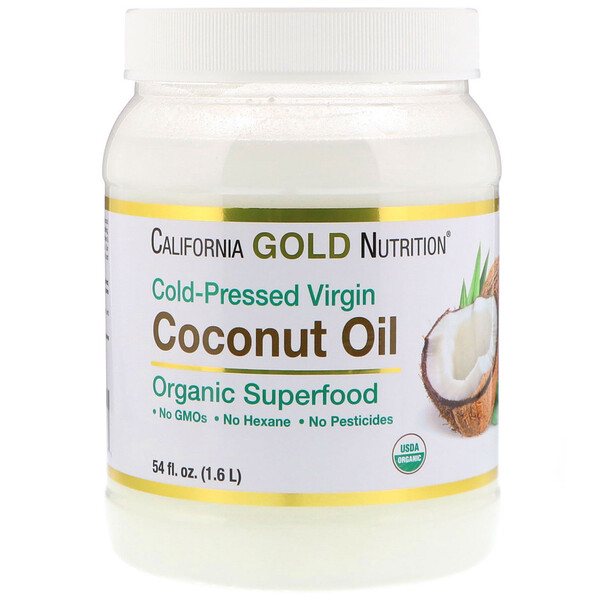 California Gold Nutrition, 冷壓有機初榨椰子油，54 液量盎司（1.6 升）