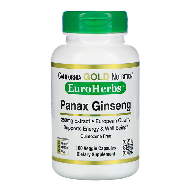 EuroHerbs, Panax Ginseng Extract, 250 mg, 180 Veggie Capsules