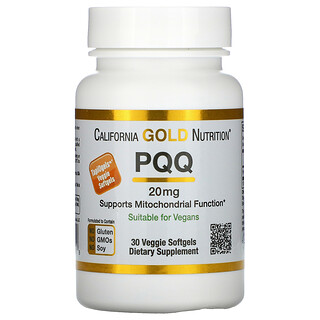 California Gold Nutrition, PQQ, 20 mg, 30 Cápsulas Softgel Vegetais