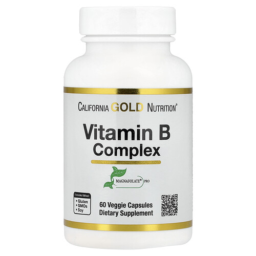 California Gold Nutrition、ビタミンBコンプレックス フォレート、ビオチン、パントテン酸、ビタミンB6配合、ベジカプセル60粒