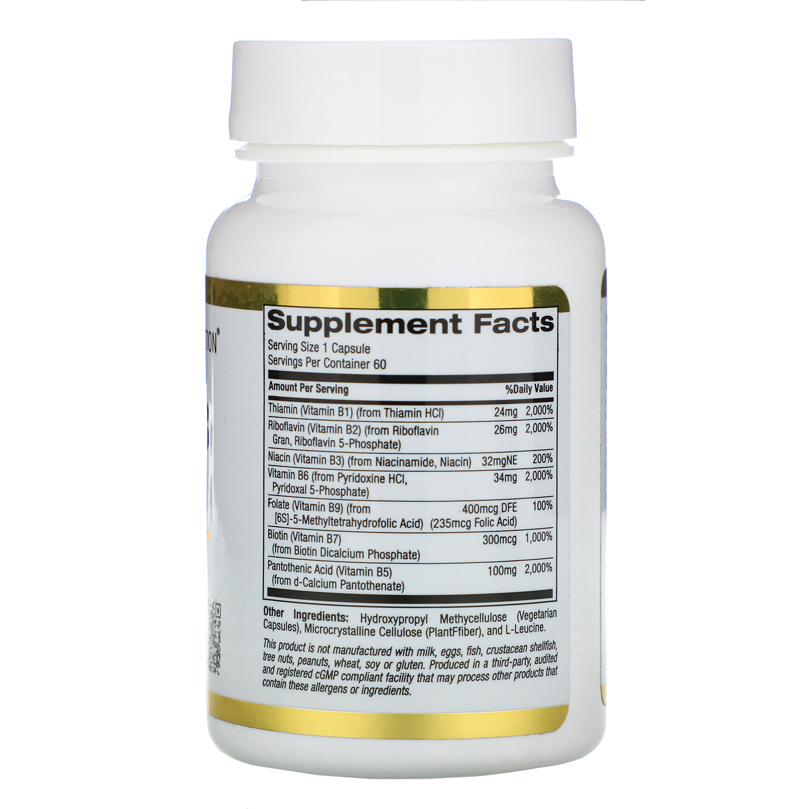 California Gold Nutrition, B-Complex, Essential B Vitamin Complex, 60 ...