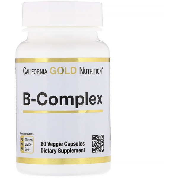 California Gold Nutrition, Bコンプレックス、必須ビタミンB複合体、植物性カプセル60粒