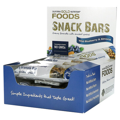 

California Gold Nutrition FOODS Wild Blueberry & Almond Chewy Granola Bars 12 Bars 1.4 oz (40 g) Each