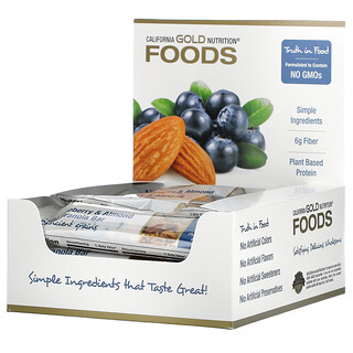 California Gold Nutrition, 食品，野生藍莓及杏仁耐嚼格蘭諾拉麥片營養棒，12條，每條1.4盎司（40克）