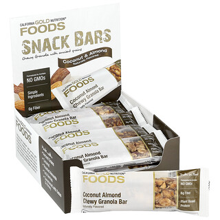 California Gold Nutrition, FOODS, Batoane granola moi cu cocos și migdale, 12 batoane, 40 g fiecare
