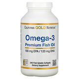 California Gold Nutrition, Рыбий жир с омега-3, 180 ЭПК / 120 ДГК, 100 капсул из рыбьего желатина