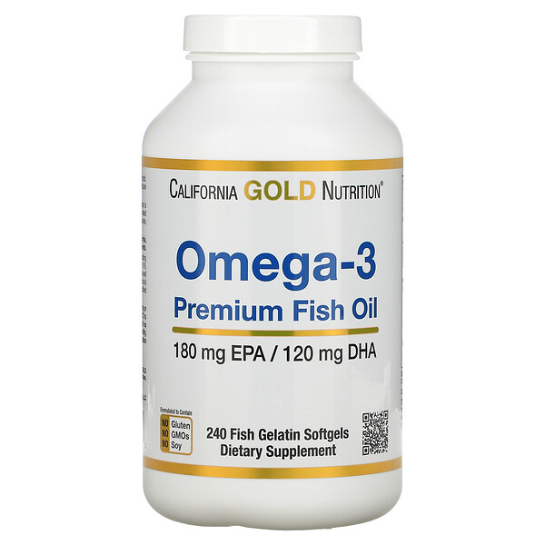 Omega-3 Fish Oil, 180 EPA / 120 DHA, 240 Fish Gelatin Softgels