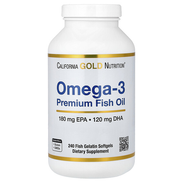 California Gold Nutrition Omega-3, Premium Fish Oil, 240 Fish Gelatin Softgels