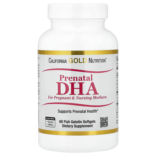 California Gold Nutrition, Pränatales DHA, Omega-3-Fettsäuren DHA und EPA plus Cholin für schwangere und stillende Mütter, 60 Fischgelatine-Weichkapseln (620 mg pro Weichkapsel)