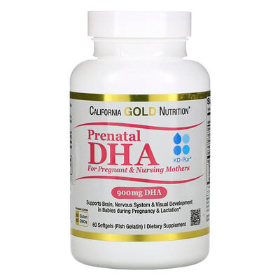 California Gold Nutrition пренатальная ДГК для беременных и кормящих женщин, 450 мг, 60 мягких таблеток