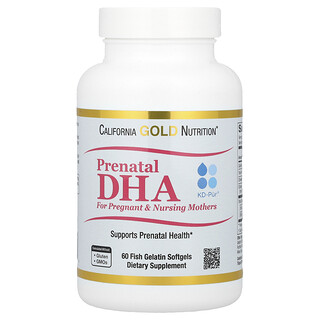 California Gold Nutrition, Suplemento prenatal con DHA, Ácidos grasos omega-3 DHA y EPA más colina para mujeres embarazadas y madres lactantes, 60 cápsulas blandas de gelatina de pescado