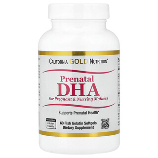 California Gold Nutrition, Suplemento prenatal con DHA, Ácidos grasos omega-3 DHA y EPA más colina para mujeres embarazadas y madres lactantes, 60 mg, 60 cápsulas blandas de gelatina de pescado (620 mg por cápsula blanda)