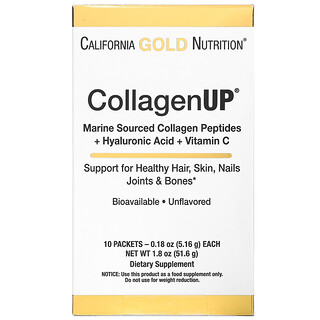 California Gold Nutrition, CollagenUp, Sem Sabor, 10 Embalagens, 5,16 g (0,18 oz) Cada
