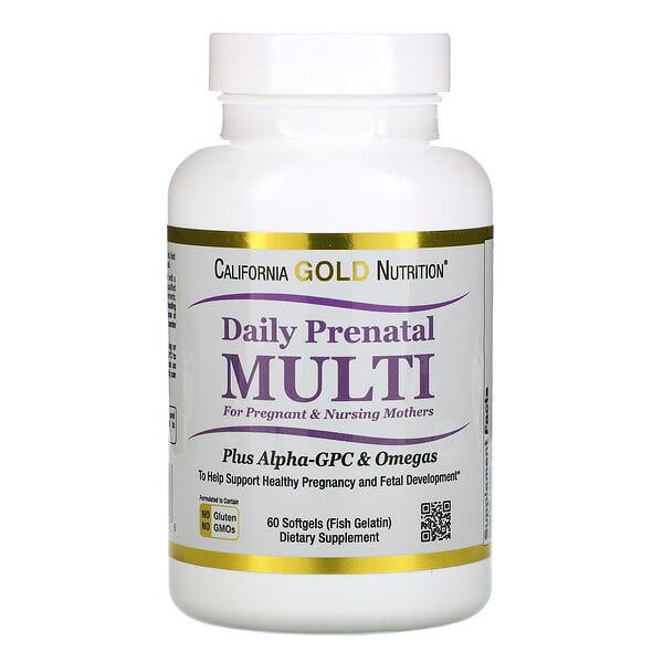 California Gold Nutrition, Пренатальный мультивитаминный комплекс для беременных и кормящих женщин, 60 рыбно-желатиновых капсул