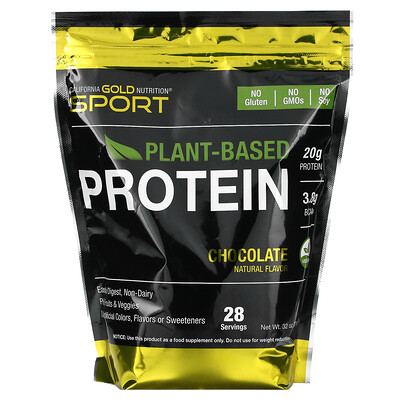 

California Gold Nutrition Растительный протеин со вкусом шоколада, веганский, легкоусвояемый, 907 г (2 фунта)