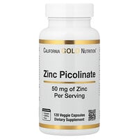 California Gold Nutrition, Picolinato de zinc, 50 mg, 120 cápsulas vegetales
